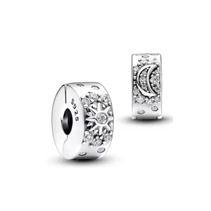 925 Sterling Silber Pandon Pandora Armband, helle Sterne, Perlenklamme, Charme, DIY -Schmuck, Klassiker, Liebe, original, neu 12 Hauptverkäufe Pandora Pandora 925 - №8