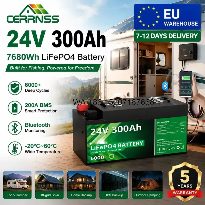 Wmwmnu EU PL Stock No 12V 24V Solar Energy Phosphate Battery LiFePO4 100Ah 200Ah 280Ah Pack Battery 300Ah 24V Lithium Ion