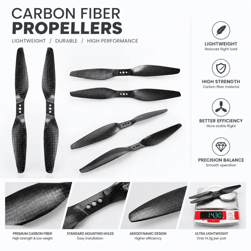 for TMOTOR 9055 Carbon Fiber Propellers 9 Inch Straight Blade for Multi Rotor Model Aircraft UAV Drone Accessories
