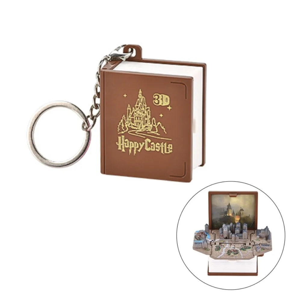 3D Mini Stereo Castle Book Keychain Toys Anxiety Stress Relief Castle Toys Sensory Toys Birthday Gift Backpack Keychain