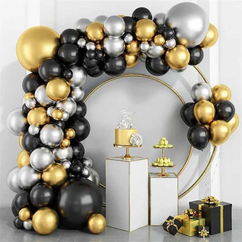 

Black Gold Balloon Garland Arch Kit Latex Baloon Graduation Happy 30th 40th Birthday Balloons Decor Baby Shower Favor Decor