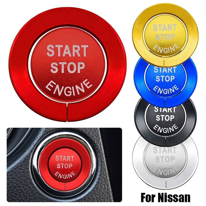 Car Styling Switch One Button Engine Start Stop Rings Covers Stickers For Nissan X-trail T32 Rogue Qashqai Murano Teana Sticker