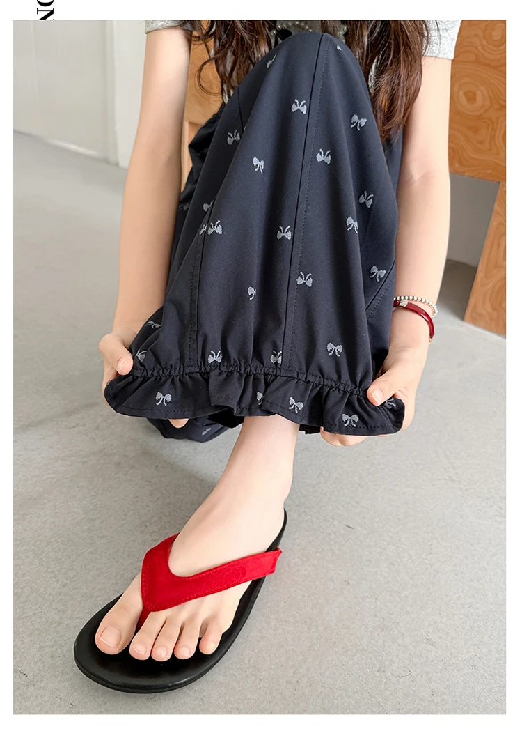 Elegante Kinder-Freizeithose mit Rüschen und Schleife für Mädchen im Alter von 5, 6, 8, 10, 12, 14 Jahren, Marineblau – Detail 10