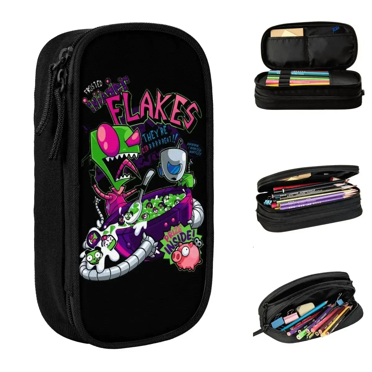 

Invader Zim Alien Pencil Case New Pen Box Pencil Bags Girls Boys Big Capacity School Supplies Cosmetic Pencil Pouch