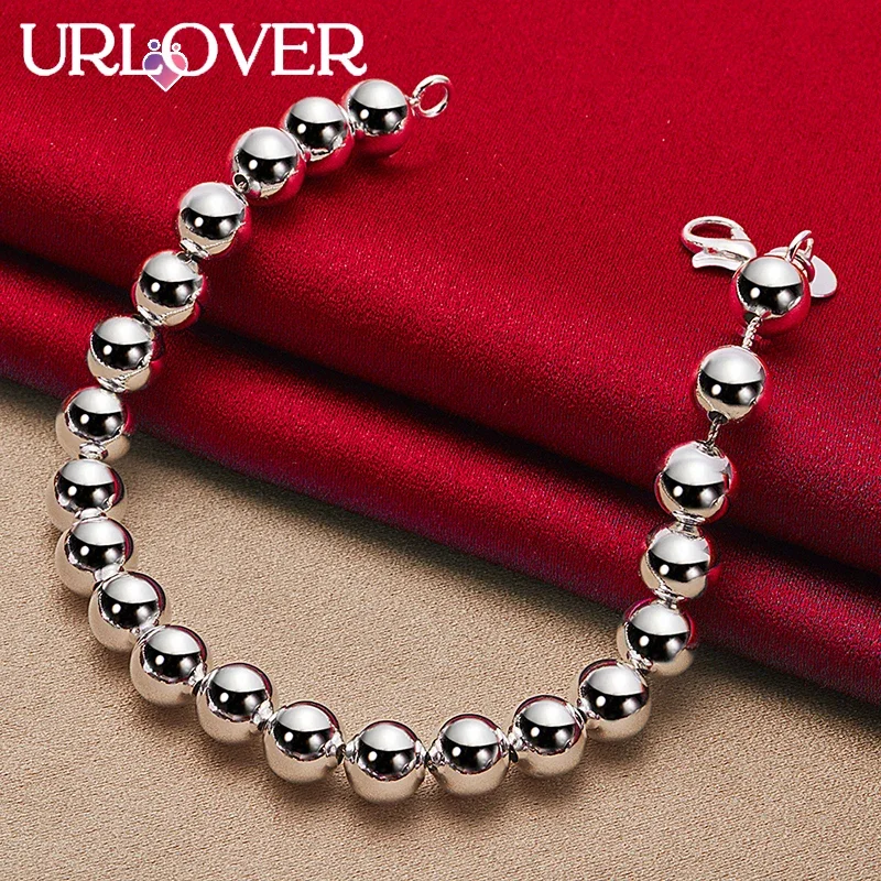 

URLOVER 925 Sterling Silver Bracelets Fashion 6mm Beads Bracelet Woman's Party High Quality Jewelry Wedding Accessories Gifts