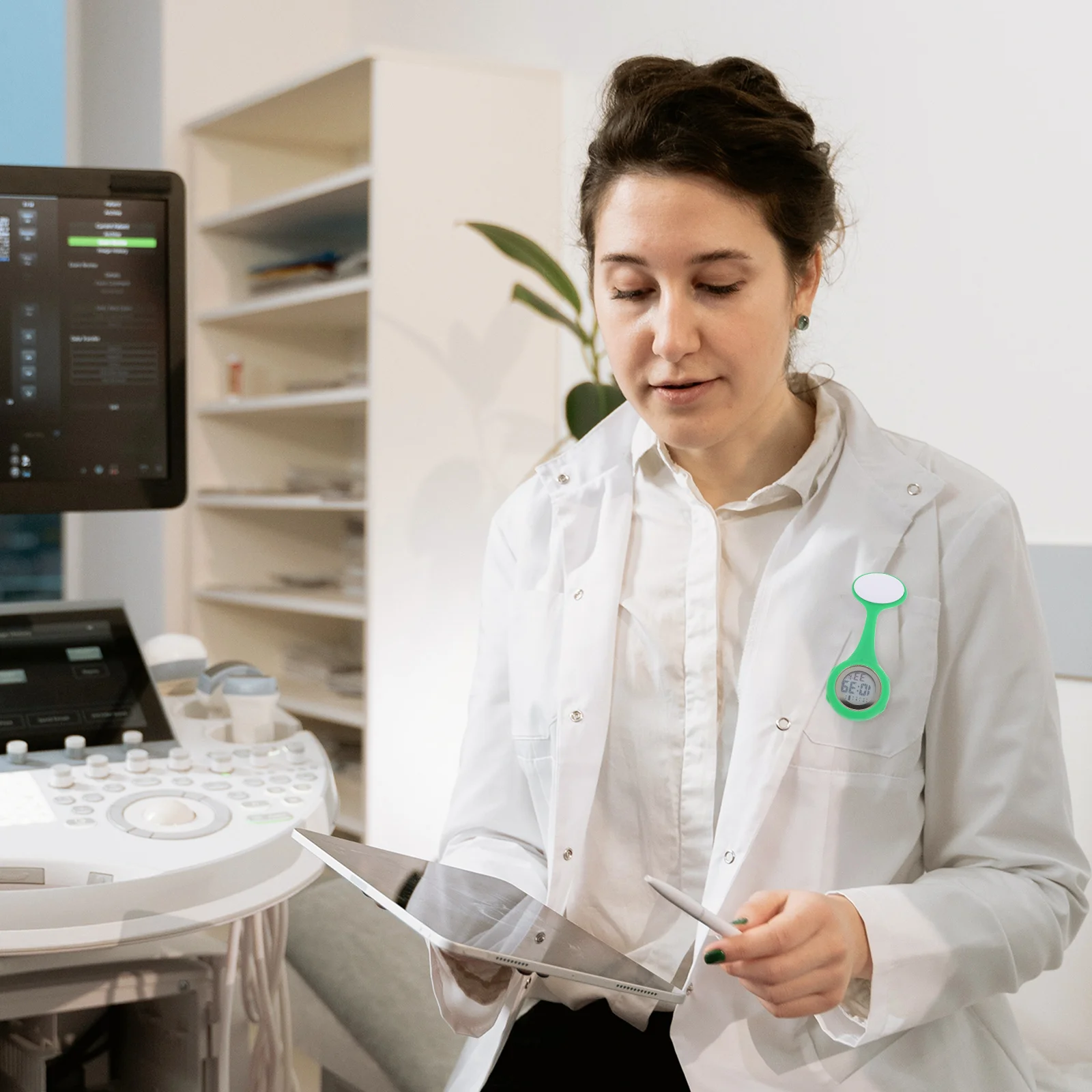 Relógio médico de silicone com pino pendurado, relógio de bolso para enfermeira, flexível, durável, multifuncional, eletrônico, exibição de data e hora