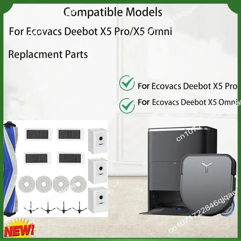 

A48I 164PCS Replacement Parts For ECOVACS DEEBOT X5 PRO / X5 Pro OMNI Vacuum Cleaner Mop Cloth Hepa Filter Main Side Brush