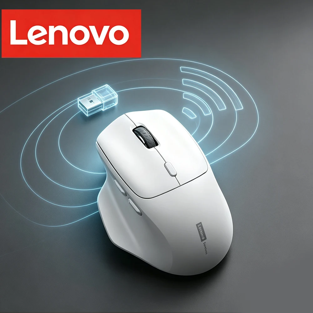Lenovo N230 Wireless Mouse Rechargeable Wireless Ergonomic Mouse 2.4G Connection Long Battery Life Portable Office Gaming Mouse