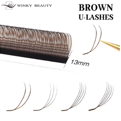 Winky Beauty U Shape Double Tips YY Eyelash Extensions Dark Brown LU Curl Mixed Soft Wispy Flase Lashes Premade Makeup Supplies