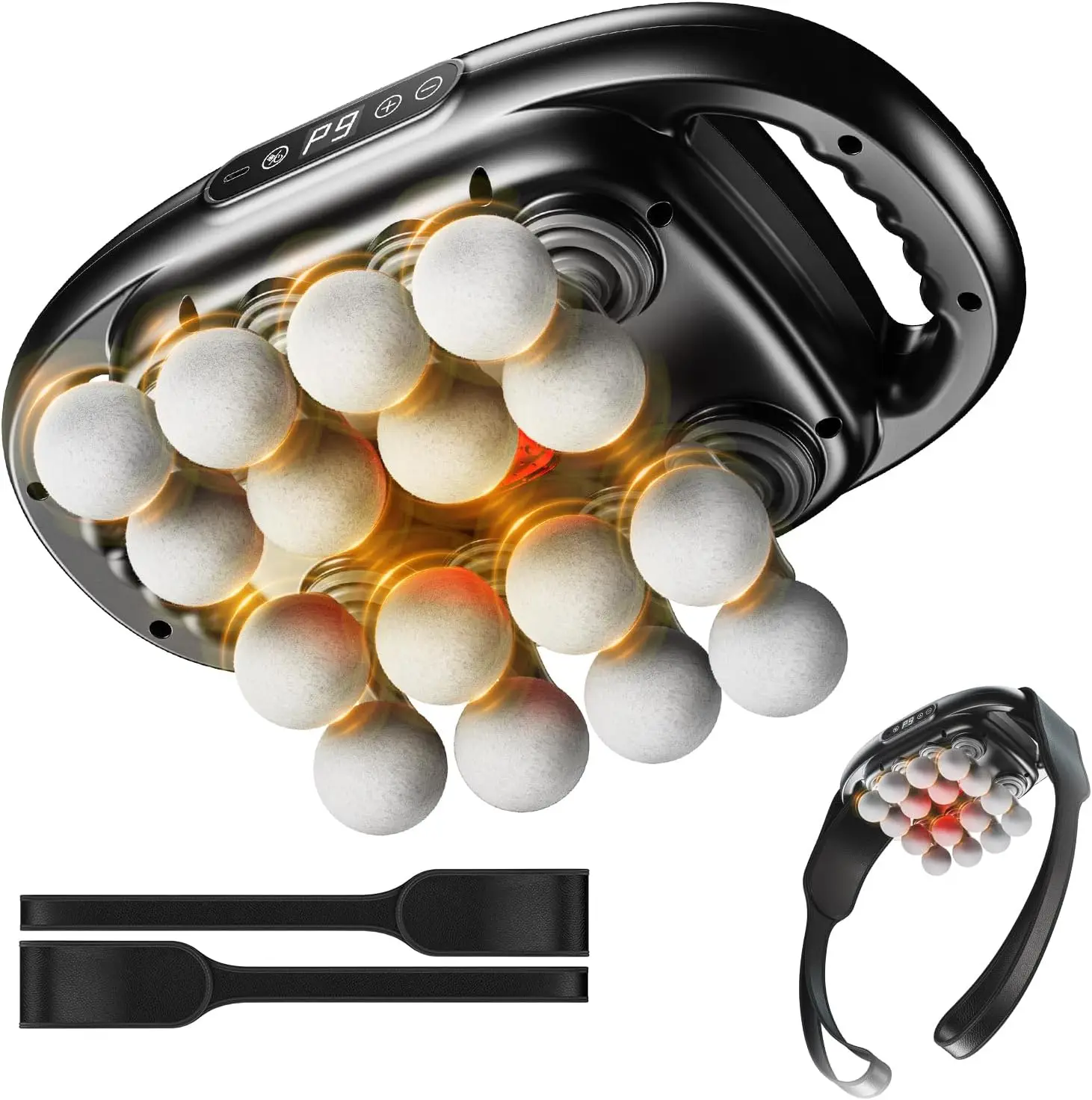 16-Head Massage Gun Deep Tissue with Hand Straps, 99 Intensities & 9 Modes, Percussion Massager for Full Body Muscle