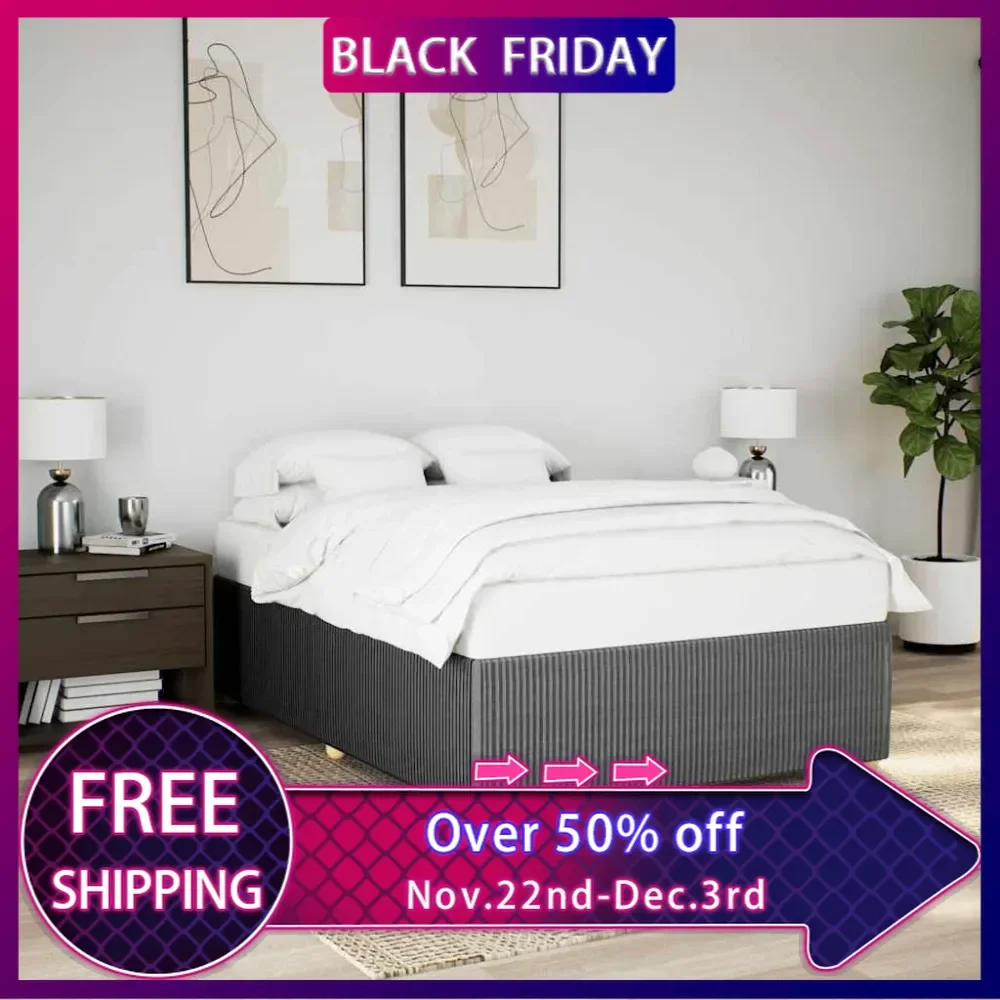 Dark Gray Queen Upholstered Bed Frame,Slatted Mattress Base,Modern Bedroom Bedstead,Product Dimensions 79.9