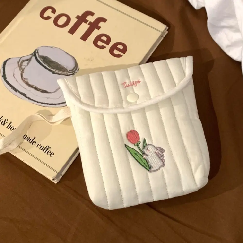

Large Capacity Mini Cosmetic Bag Cherry Tulip Sanitary Napkin Storage Bag Korean Style Small Item Bag Rabbit Coin Purse Women