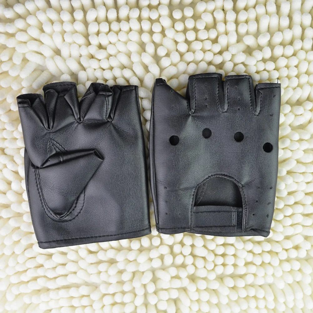 Paar heren punkstijl halfvingerhandschoenen zwart winddicht kasjmier buitensporthandschoenen voor fietsen skiën wandelen