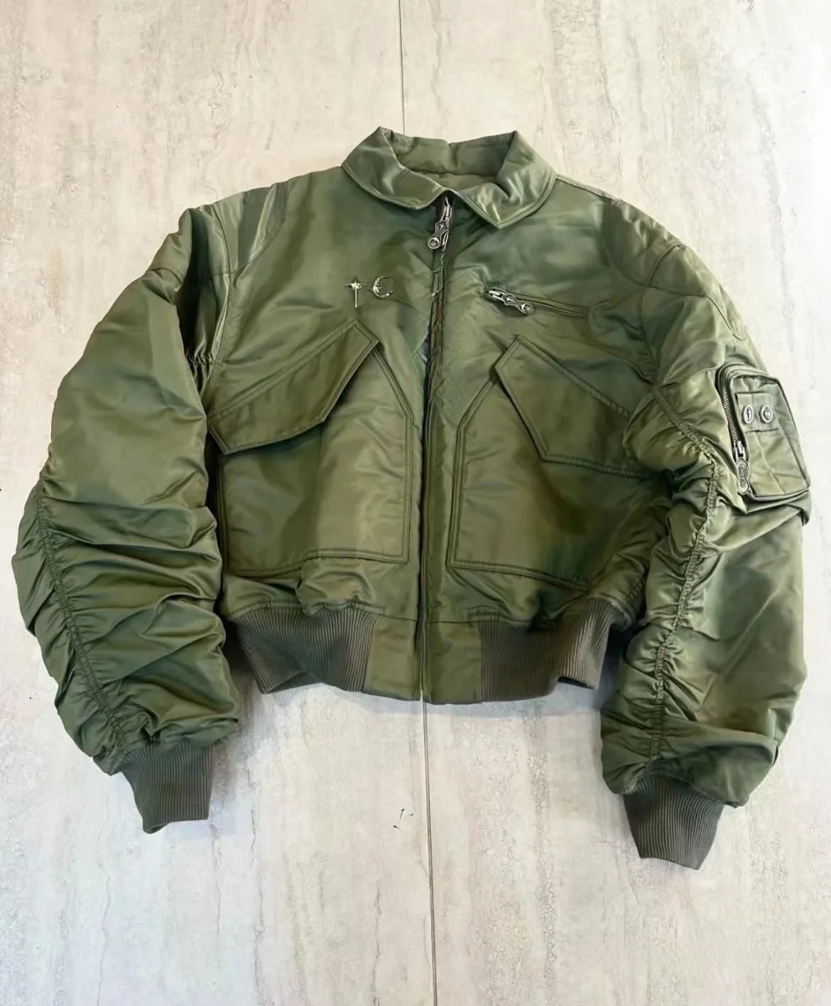 

Мужская хлопковая куртка Autonus Thug Club 24FW с заклепками и принтом «Звезда и Луна», в стиле High Street, для города