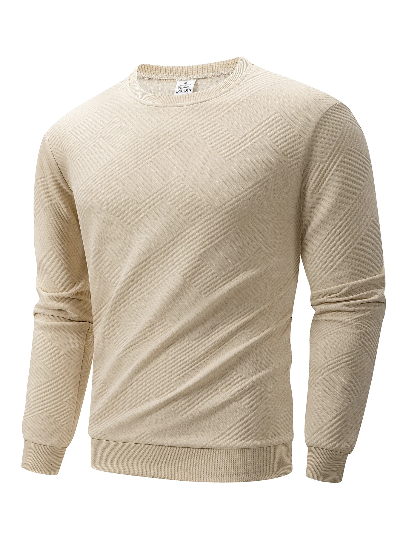 Mens Two Pack Crew Neck Pullover Sweatshirts Geometric Textured Pattern Long Sleeve Ribbed Hem Casual Outfit Set