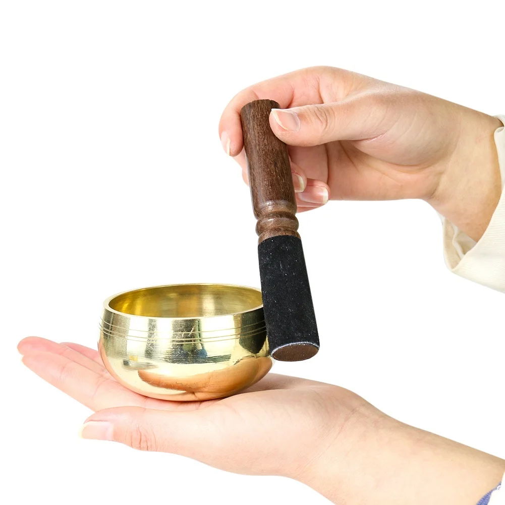 Miwayer Smooth Tibetan Singing Bowl Set Sound Meditation Bowl for Yoga Stress Relief Unique Gift Healing Chakra Tool