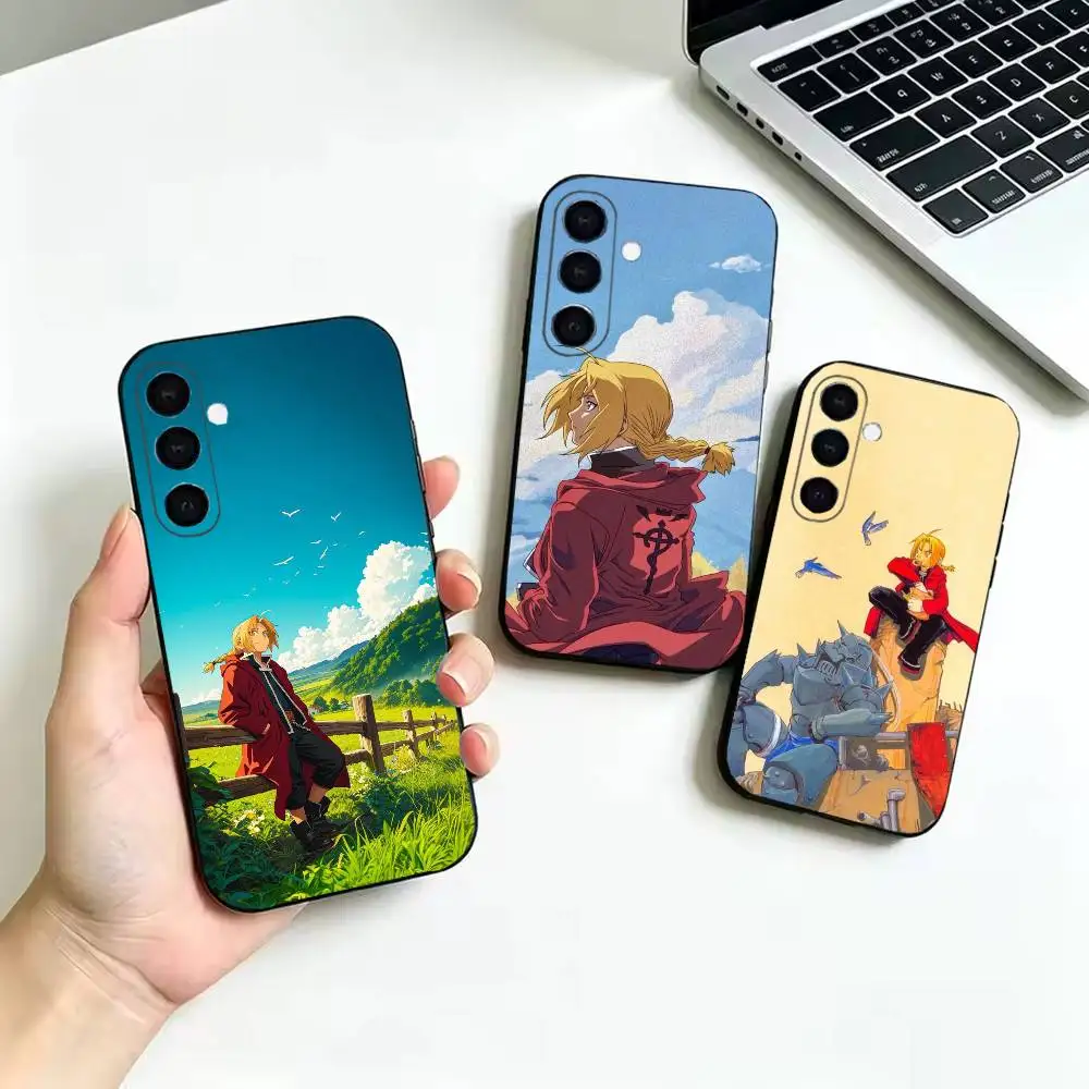 F-Fullmetal AlchemistS Shockproof Black Case, Compatible with Samsung Galaxy A02S,A12-A52,A21S,A31,A41,A51,A71-A73,A30S