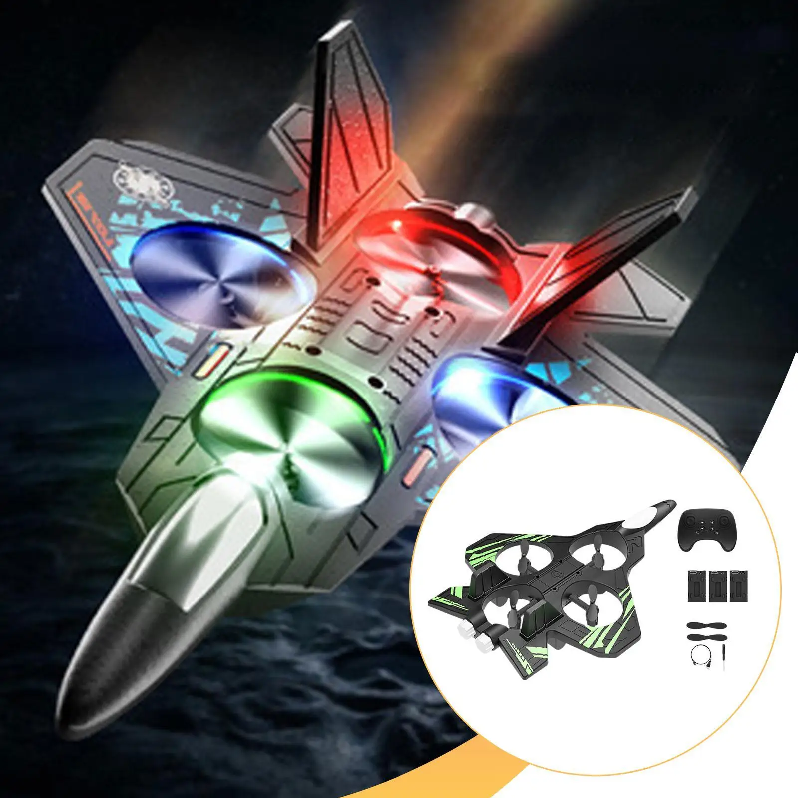 Foam Airplane Glider RC Plane Kit with LED Light Gift for Kids Adult Outdoor Flight and Parties