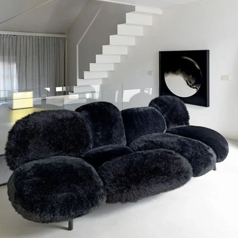 Powder Puff Plush Sofa Xiaohongshu Internet Celebrity High-Grade Artistic Aesthetic Creative Custom Sofa image 3
