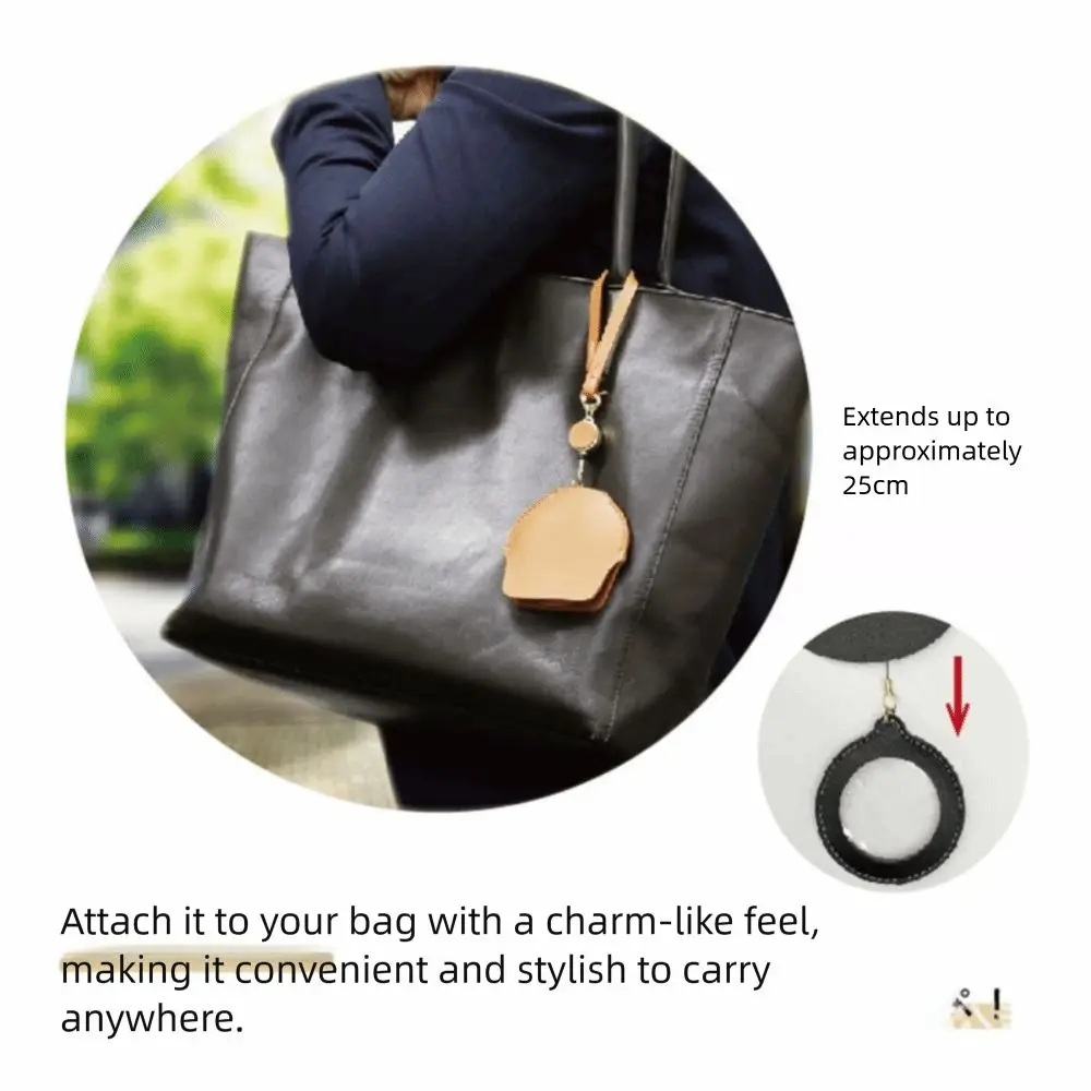 حافظة جلدية عدسة مكبرة جلدية قابلة للتمديد قراءة ريترو عدسة مكبرة عصرية سهلة السحب #4