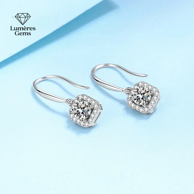 

Роскошные серьги-гвоздики из белого золота 18 карат, платина PT950, ювелирные изделия с муассанитом 1 карат и безопасными застежками