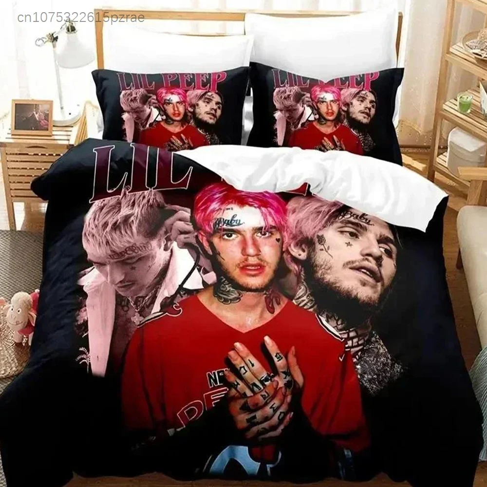 3D Print Rapper Lil Peep Bedding Set Duvet Cover Bed Set Quilt Cover Pillowcase Comforter King Queen Size Boys Adult Bedding Set