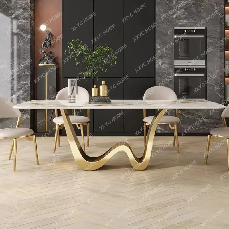 

M light luxury rock slab dining table, simple modern high-end restaurant dining table