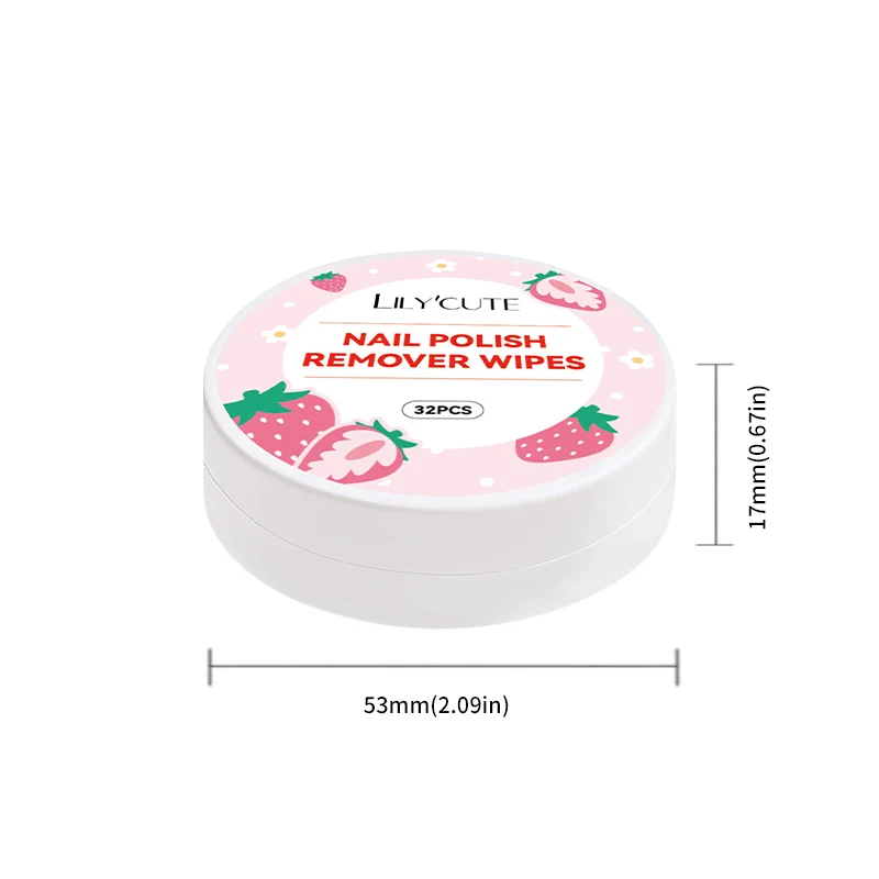 LILYCUTE 32Pcs Lint-Free Box Strawberry Nail Polish Remover Wipes Soft Absorbable Pads for Easy Manicure & Pedicure Bueaty Care image 6