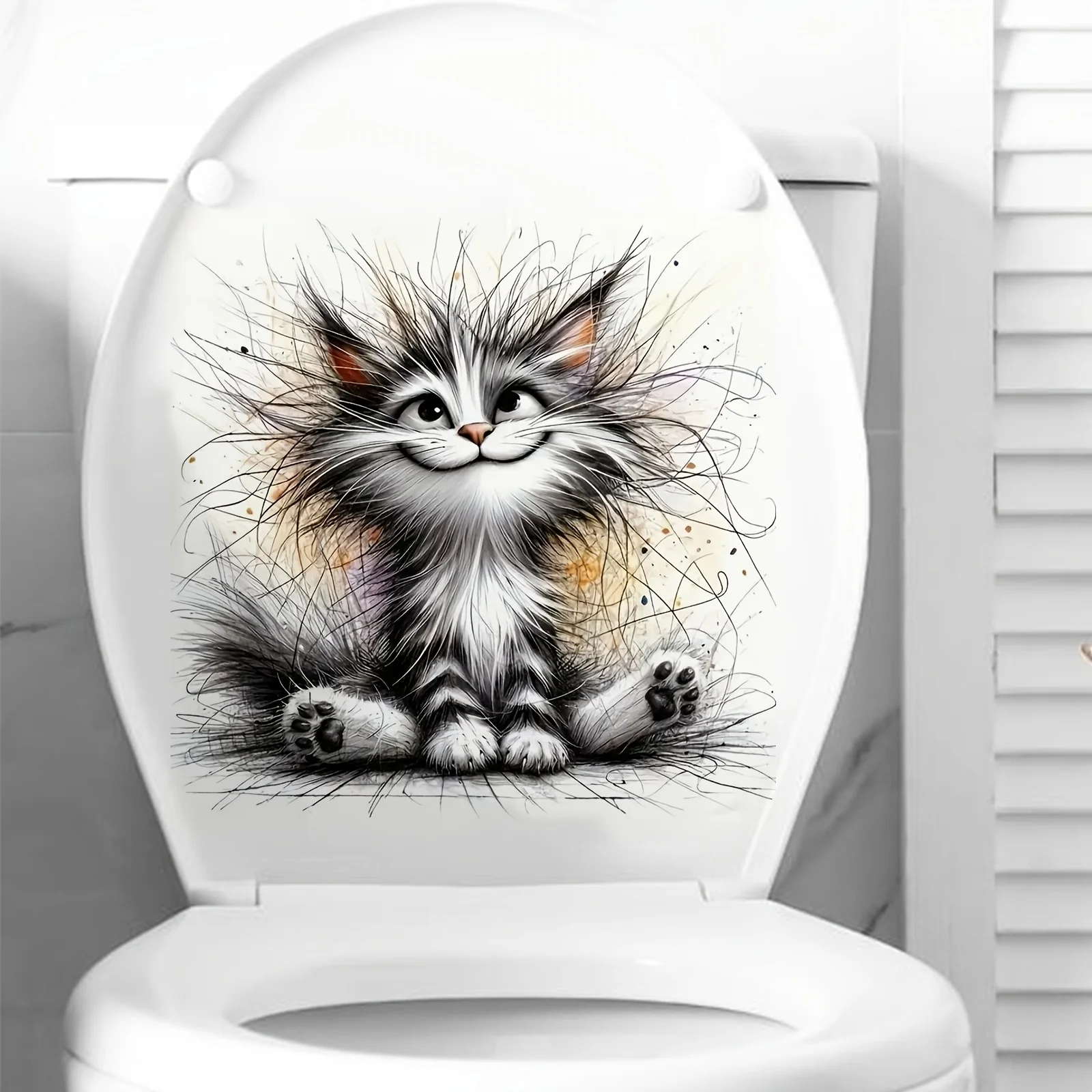 Cute  Cartoon Fluffy Cat Decal Self-Adhesive Sticker for Window Wall Metal Glass Ceramic Surface Glossy Finish B74