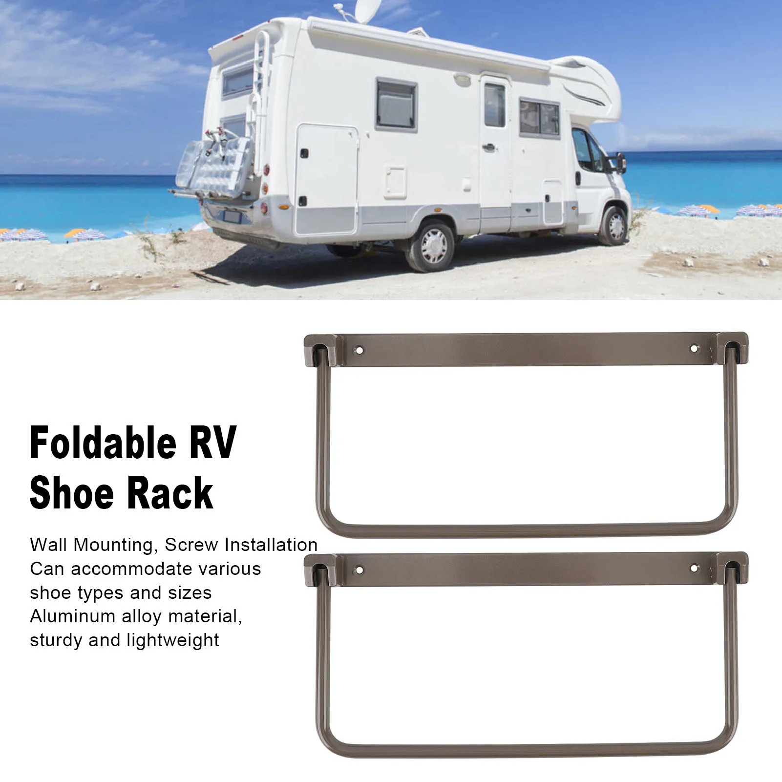 Organizador de zapatos plegable para RV, instalación de tornillos de aleación de aluminio, soporte para zapatos de pared para RV montado en la pared, par de ahorro de espacio para yates