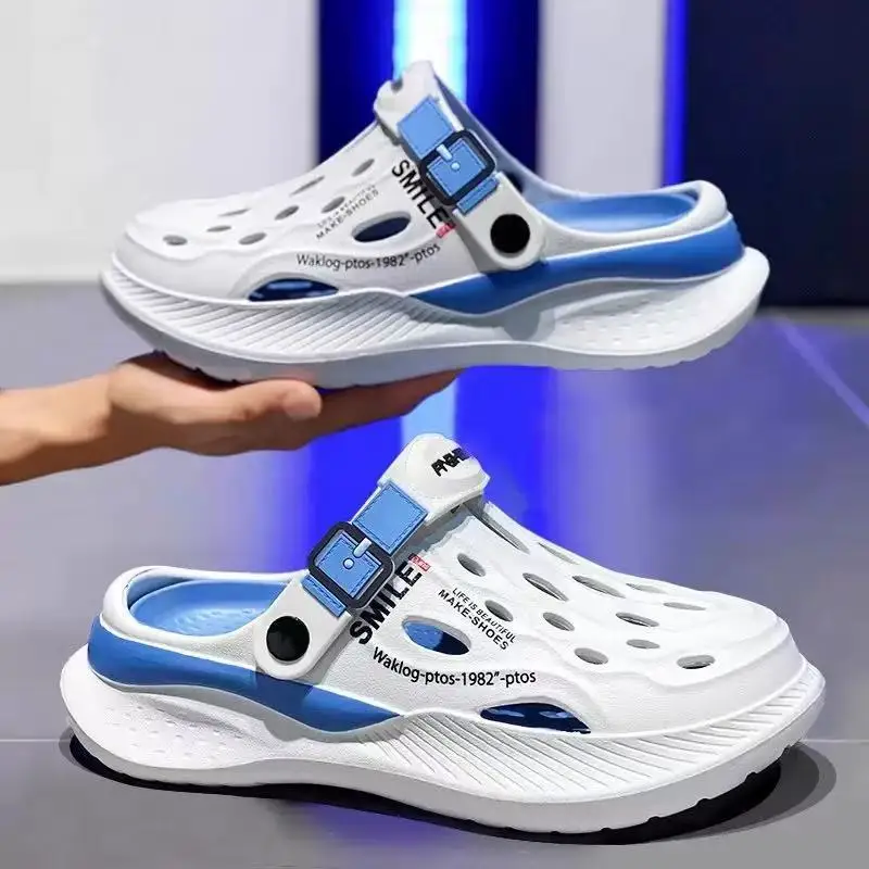 Hole shoes men's new summer shit-stepping baotou hole shoes cross-border non-slip couple wear thick-soled wading shoes