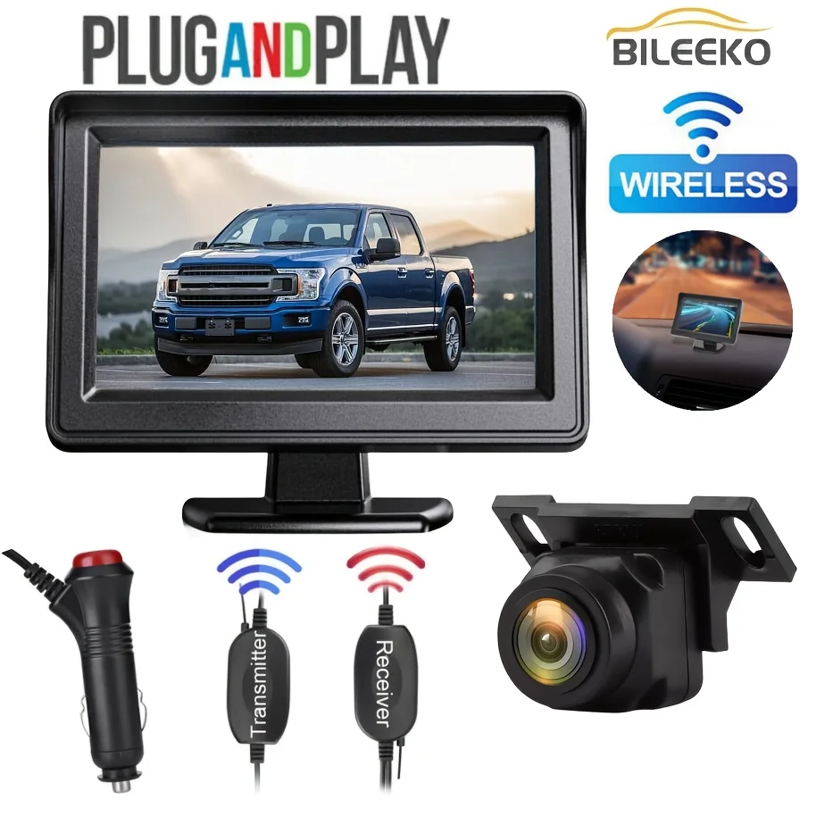 

Backup Camera Ease Install, 10.92cm Monitor Back up Camera Kit Clear Nigh Version Rear View Camera for Truck/Trailer/RV