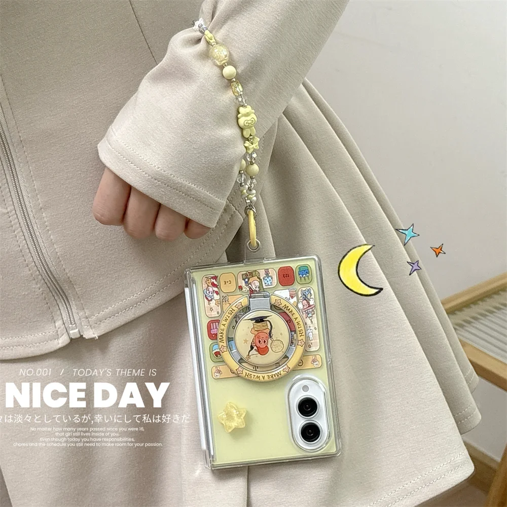Typing Assistant Yellow Man Magnetic Phone Case for Samsung Galaxy Z Fold 8 Ultra zfold 8 7 6 5 Cover For Magsafe Stand Chain