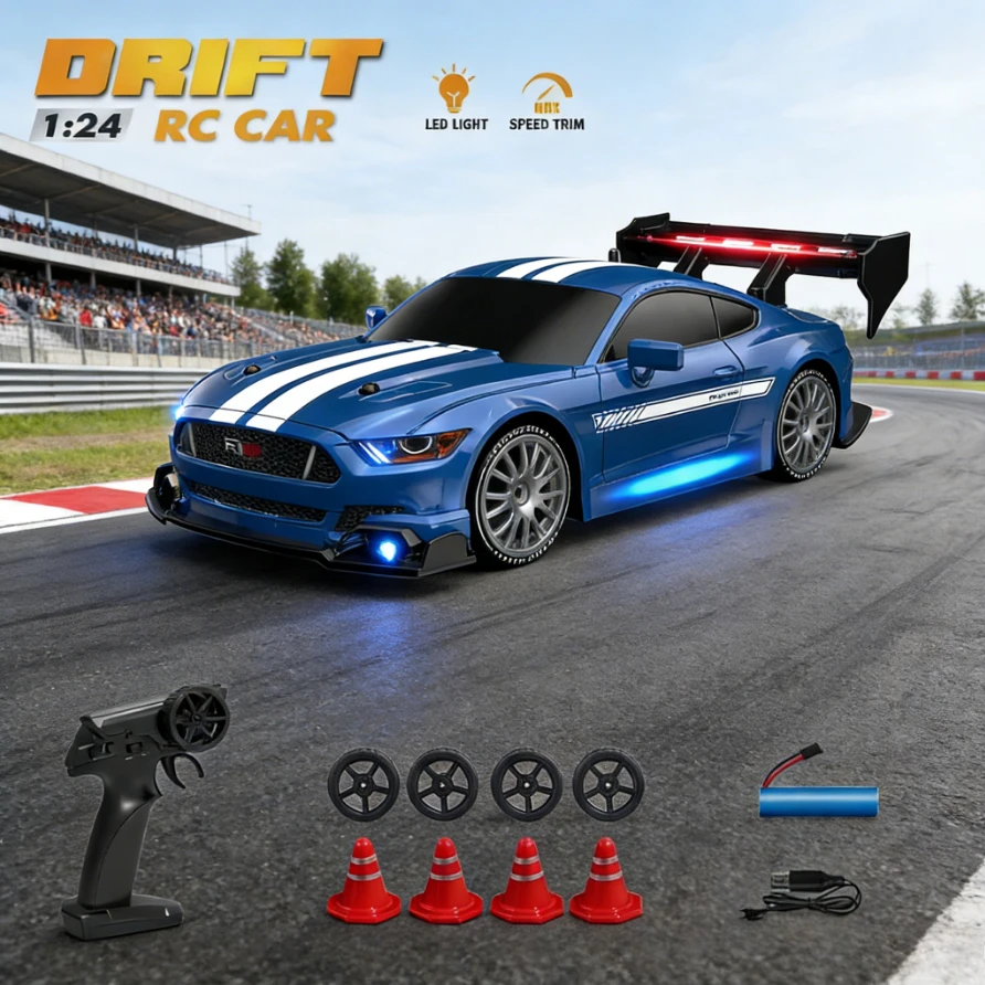 

Радиоуправляемая дрифт-машина 4WD 1:24 - Гоночная игрушка на пульте управления для мальчиков и девочек, подарок для многопользовательских соревнований