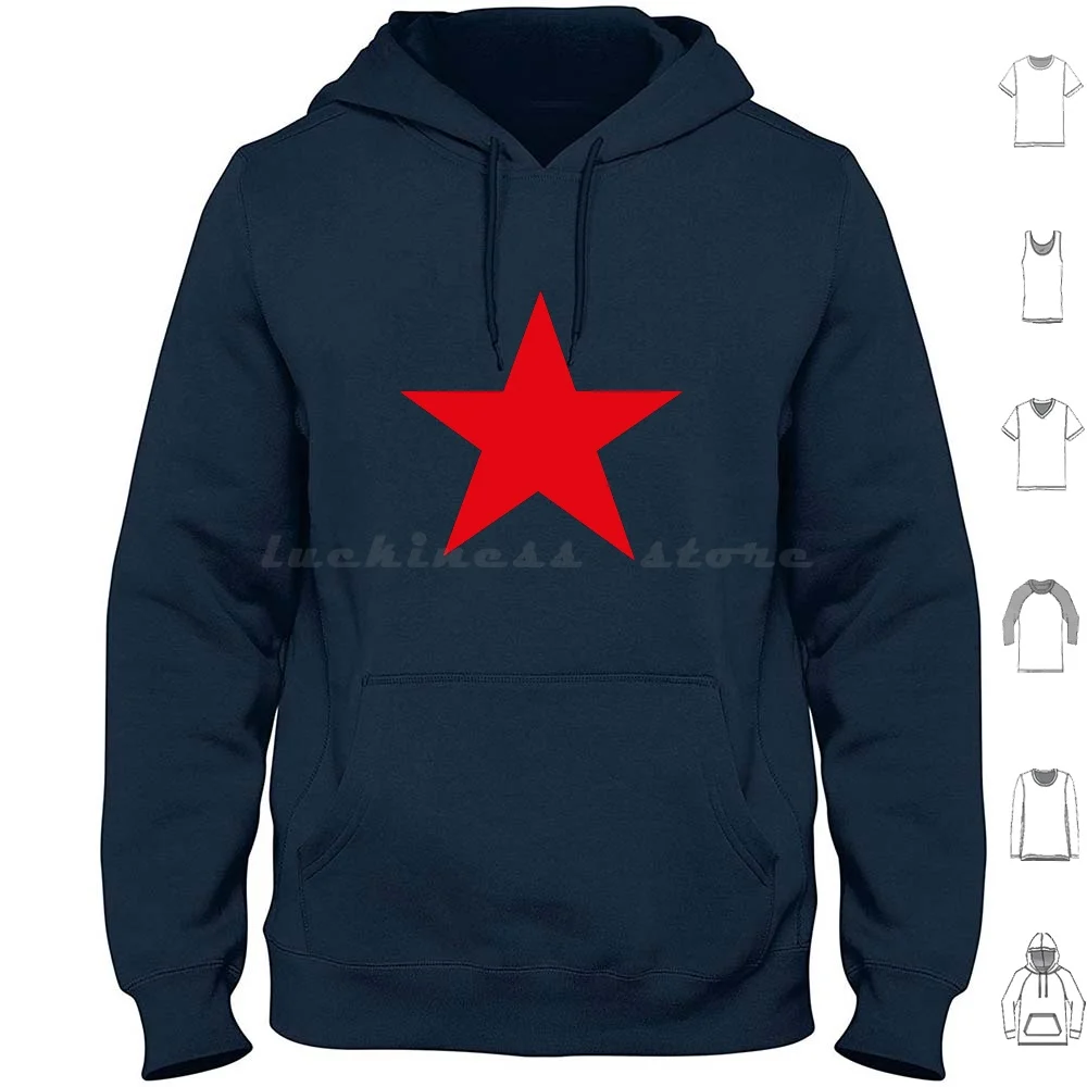 Red Star Five-Pointed Star Hoodies Long Sleeve Star Red Five Branches Ussr Communism Belgrade Symbol