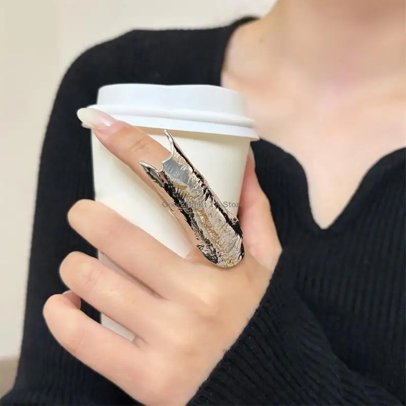  Artistic Open End Ring with Intricate Wrinkled Pattern Protective Finger Ring