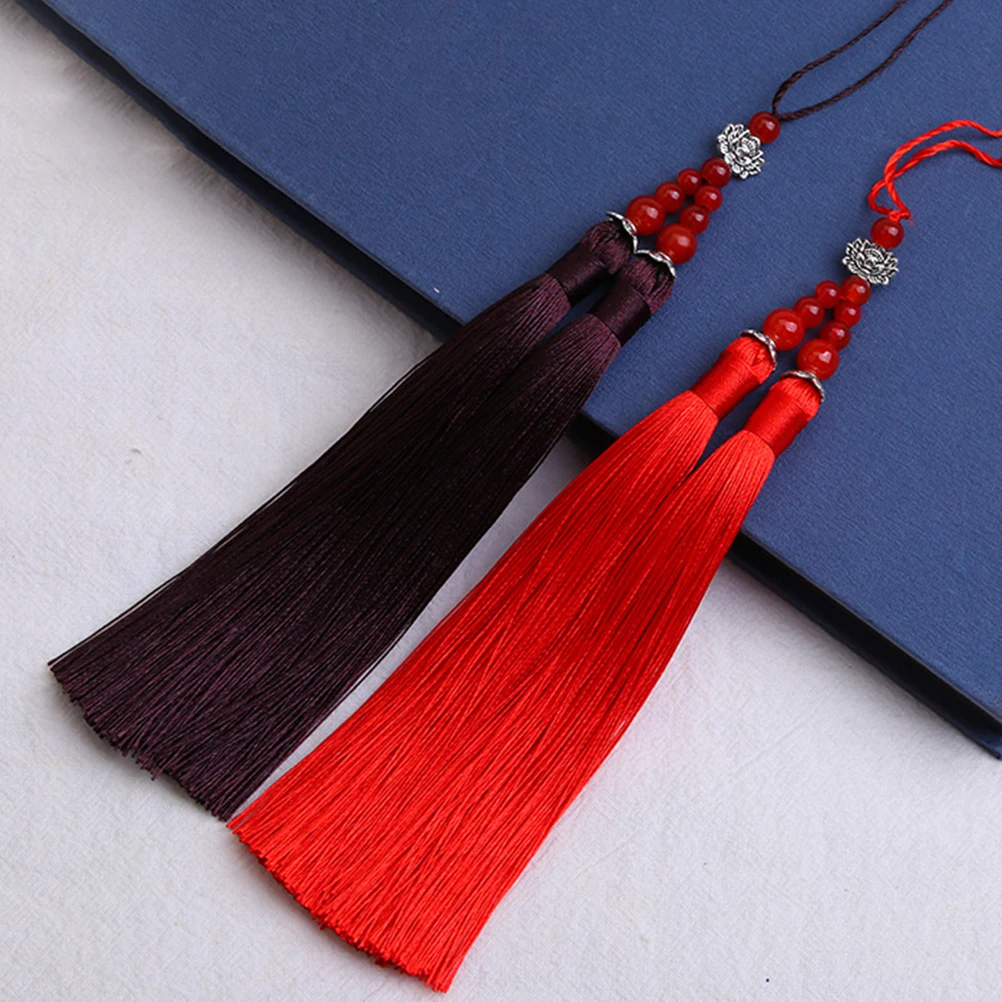 

6pcs Flute Pendant Tassel Decorations Red Color Car Key Bag Backpack naments Beaded Hanging Accessories DIY Crafts