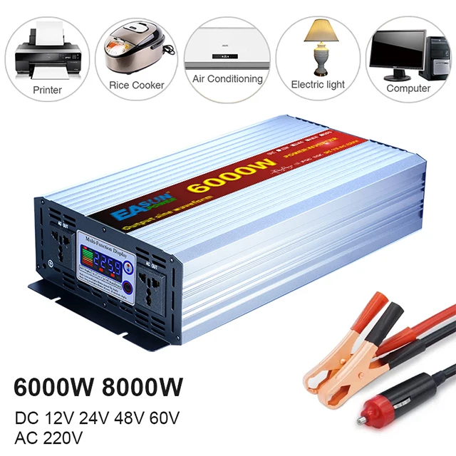 6000W 12V 24V 48V 60V 220V DC To AC Pure Sine Wave Inverter 8000w Car Power Inverter