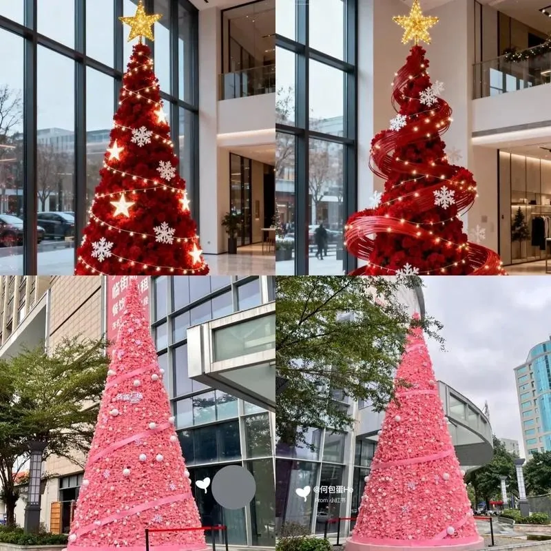 Professional manufacturer high quality 5-50 meters large vertical outdoor artificial Christmas tree LED lights can be