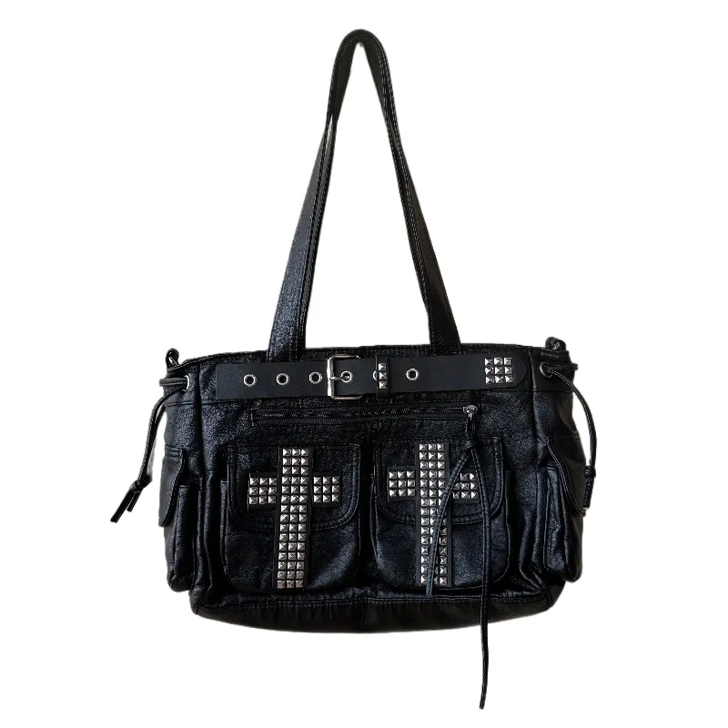 

Punk Dark Cross Tote Bag, Heavy Studs Unique Design, Subculture Alternative Handbag Crossbody Purse for Women