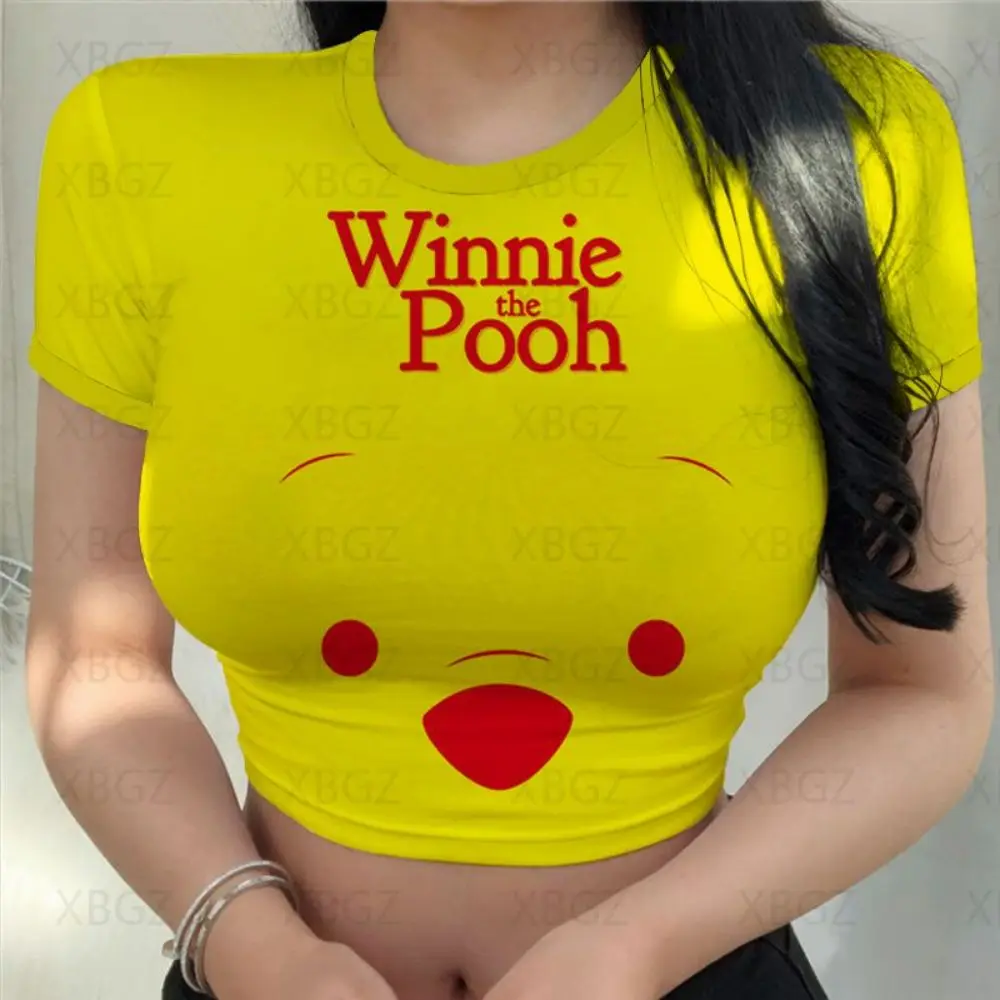 Disney T-shirts Cool T-shirt Nightclub Crop Top Print Tops Fashion Woman Blouses 2022 Sexy Kawaii Fashion Women Winnie Pooh Y2k