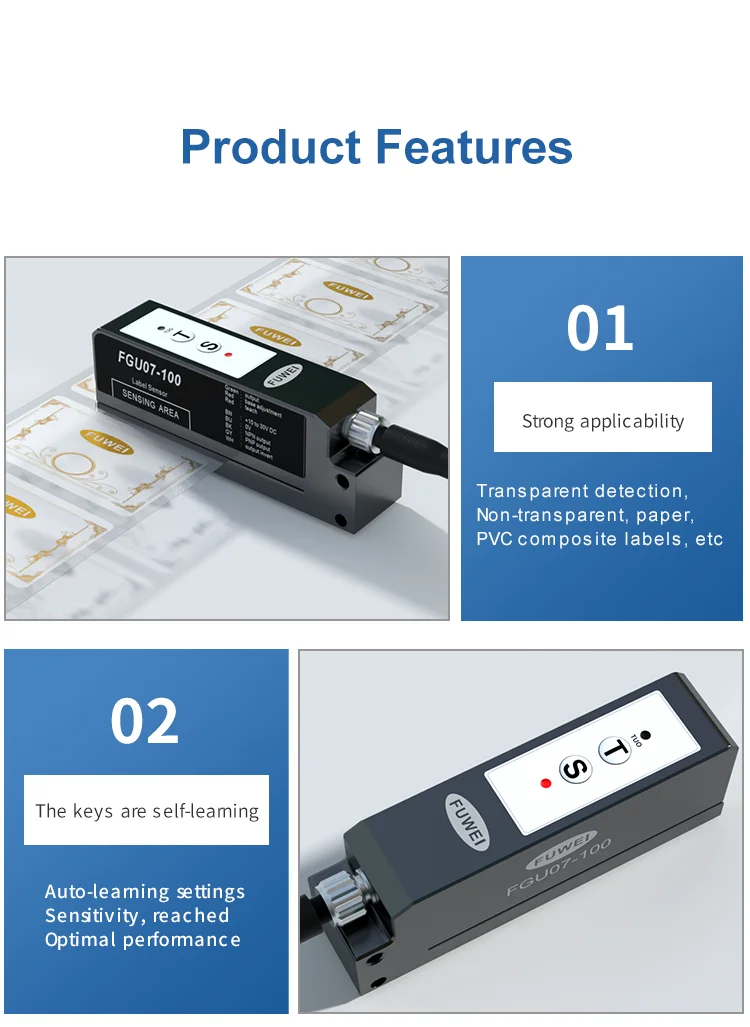 FGU07-100 Photoelectric Eye Slot width 0.7mm Slot Type Clear Label Detection for Labeling Machine Label Sensor Capacitive – Detail 5
