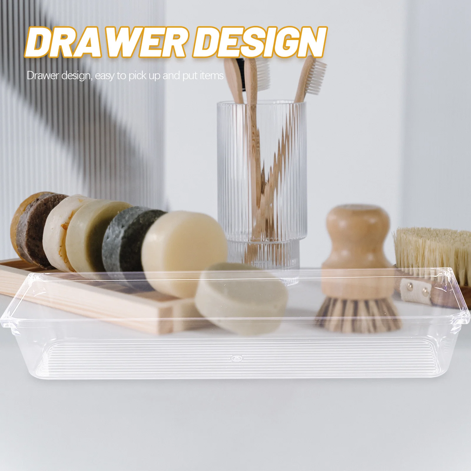 

2Pcs Clear Plastic Makeup Storage Box Large Capacity Organizer Container for Bathroom Vanity Kitchen Desk Drawer