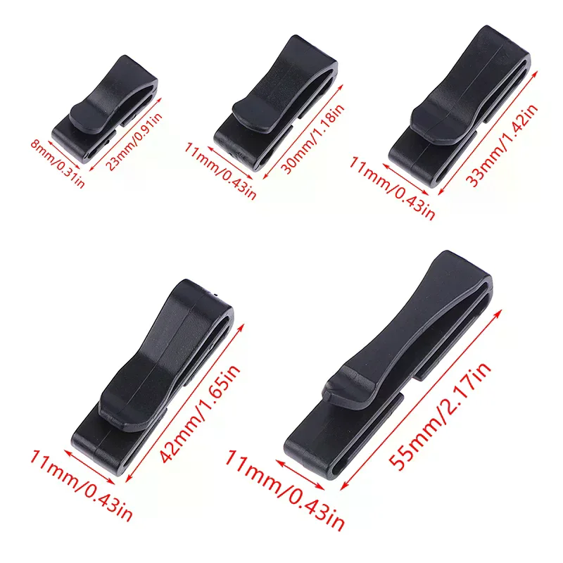 10Pcs/Pack Quick Slip Keeper Buckle End Clip Slider Black For Camping Hiking Backpack Adjusting Strap Webbing 20-51mm