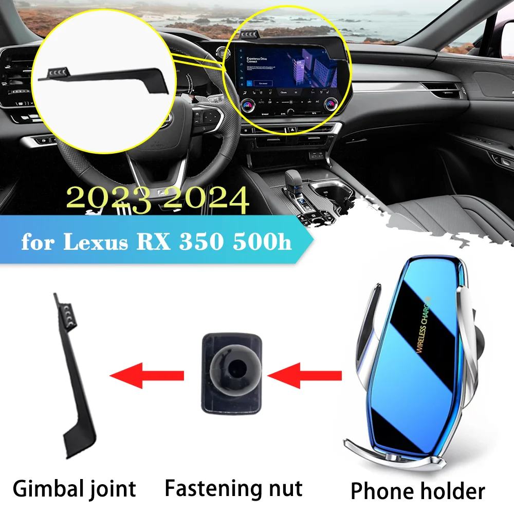 30W Car Phone Holder for Lexus RX 350 500h ALA10 ALH10 2023 2024 GPS Air Vent Clip Stand Support Wireless Charging Accessories