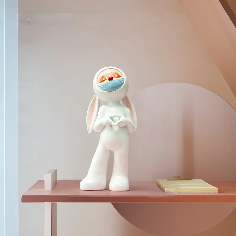 

Home Cartoon Vertical Mask Rabbit Desktop Resin Decoration Home Soft Decoration porch living room decorations