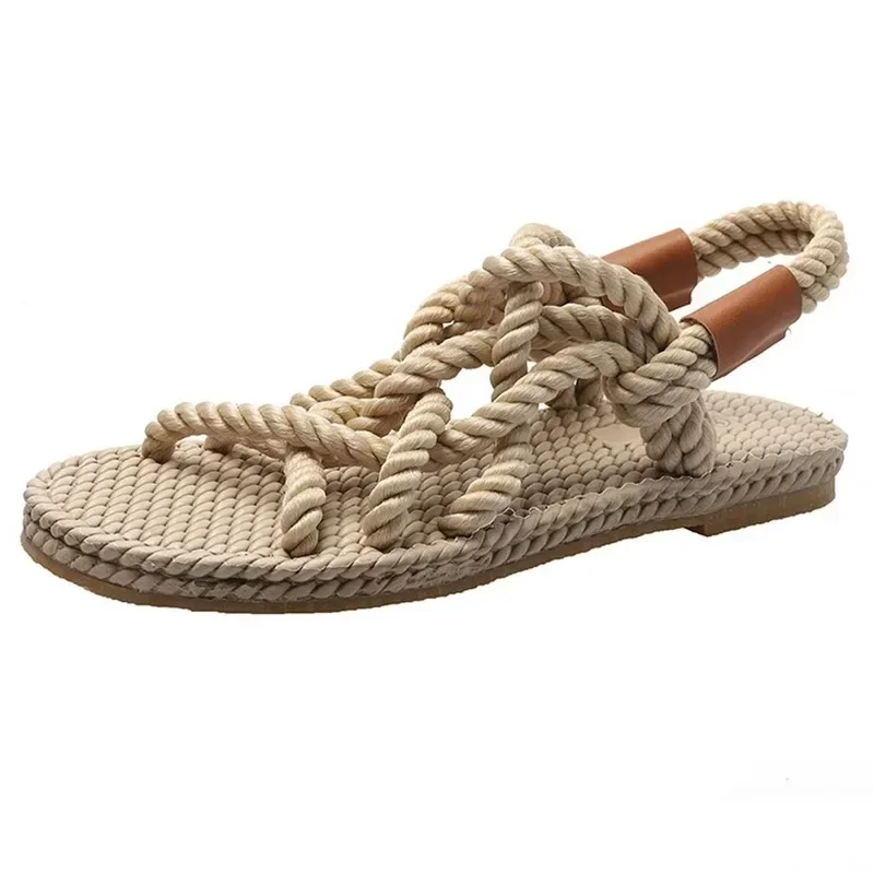 Sandali scarpe donna corda intrecciata con stile Casual tradizionale e creativitร semplice sandali moda donna estate 2024