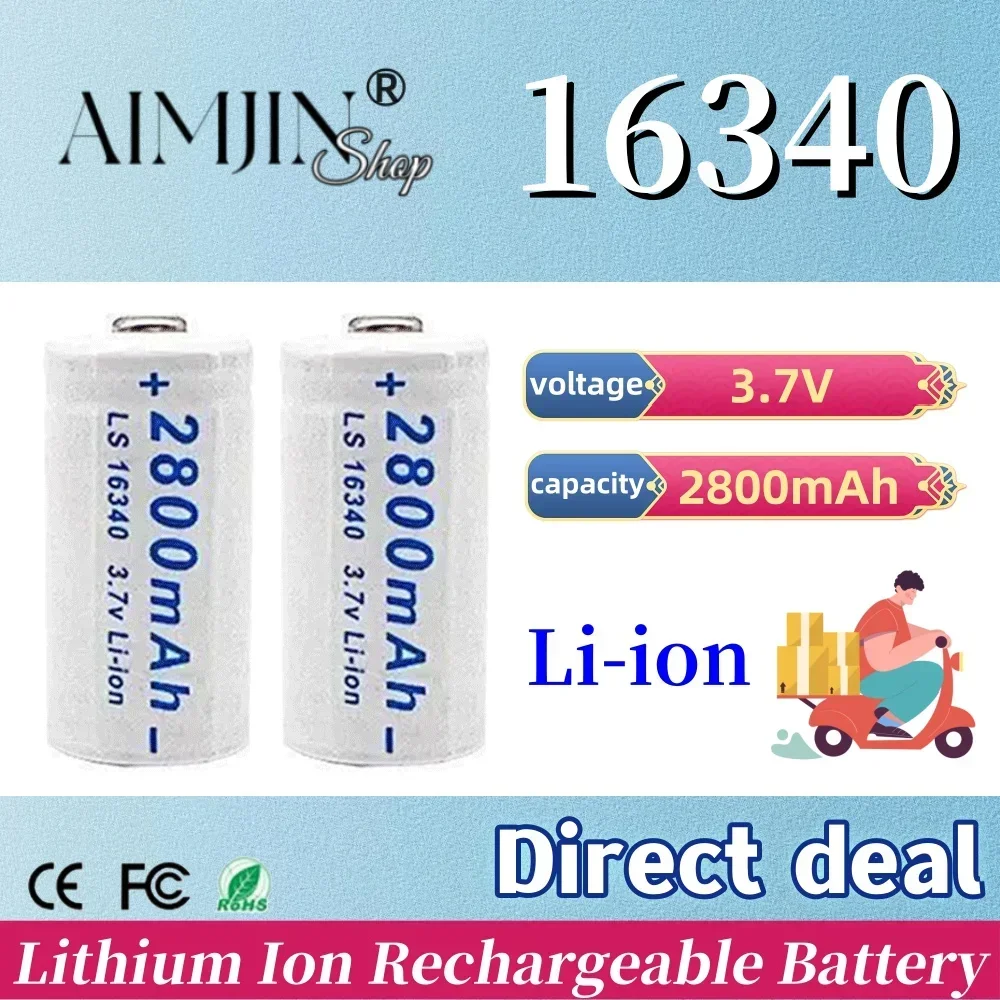 

3.7V CR123A RCR 123 ICR 16340 2800mAh For Safety Camera Rechargeable Battery Lithium Ion L70 Plus Charger