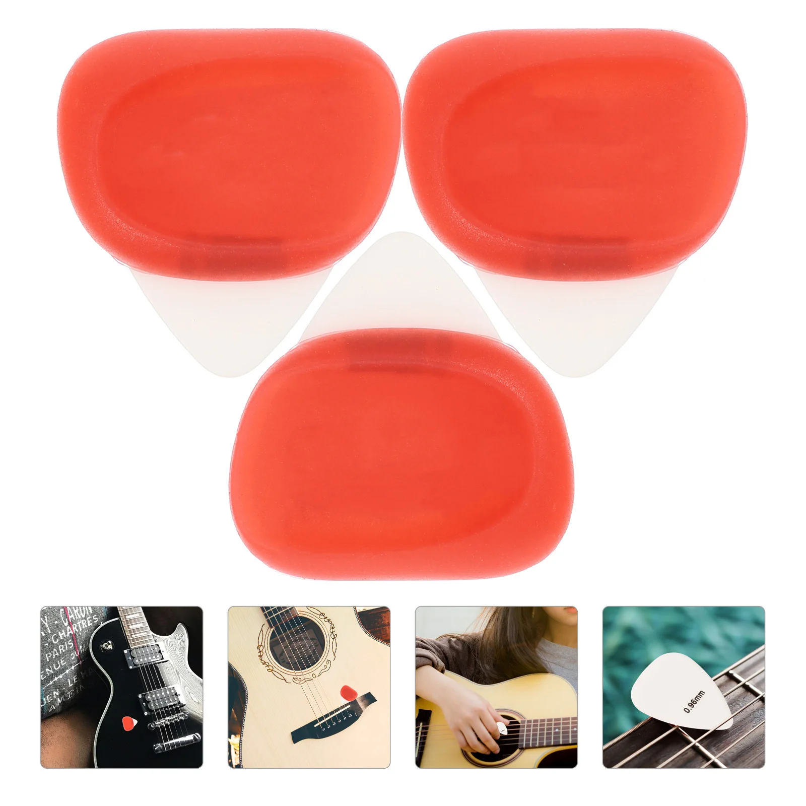 

1Set Guitar Picks Silicone Material Non-Slip Grip Comfortable Shape Easy to Hold for Folk Electric Bass Stringed Instruments