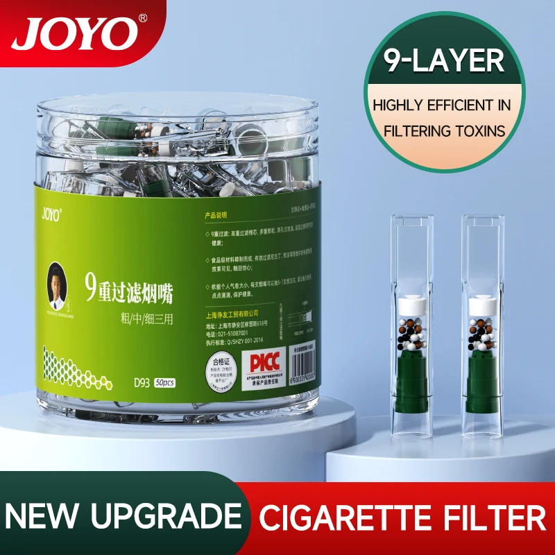 JOYO 50pcs Tobacco Cigarette Filter Mouthpiece Reduce Tar Filtration Cigarette Cleaning Holder Converter Health Care Men Gifts